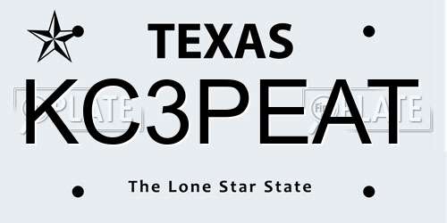 KC3PEAT Texas License Plate