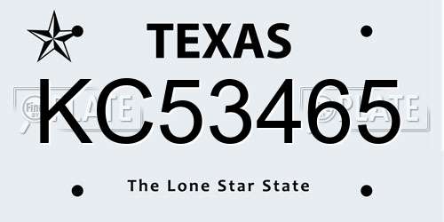 KC53465 Texas License Plate