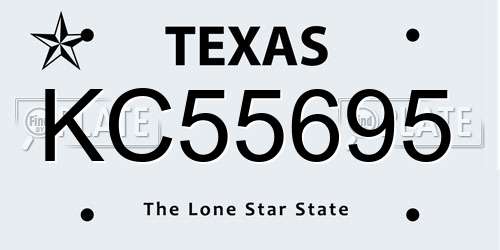 KC55695 Texas License Plate