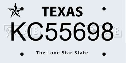 KC55698 Texas License Plate