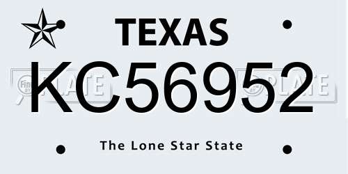 KC56952 Texas License Plate