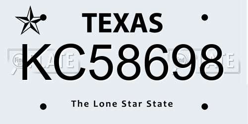 KC58698 Texas License Plate
