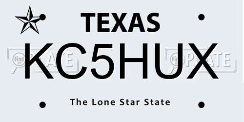 KC5HUX Texas License Plate