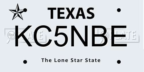 KC5NBE Texas License Plate