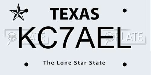 KC7AEL Texas License Plate
