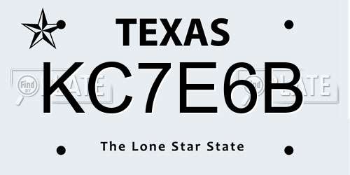 KC7E6B Texas License Plate