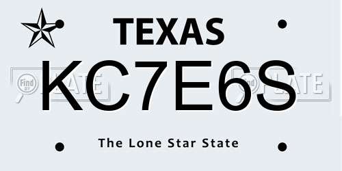 KC7E6S Texas License Plate