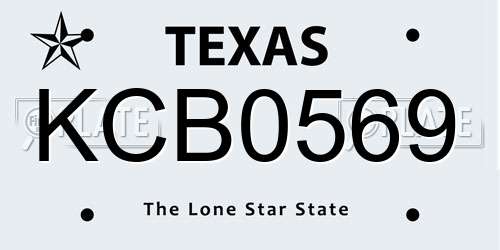 KCB0569 Texas License Plate