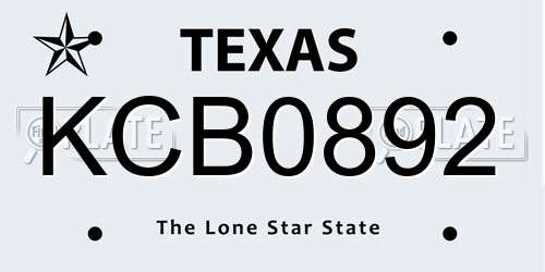 KCB0892 Texas License Plate