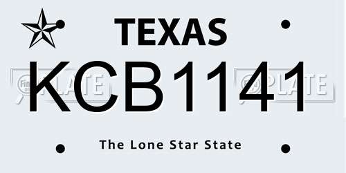 KCB1141 Texas License Plate