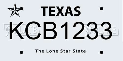 KCB1233 Texas License Plate