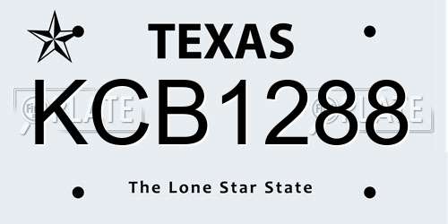 KCB1288 Texas License Plate