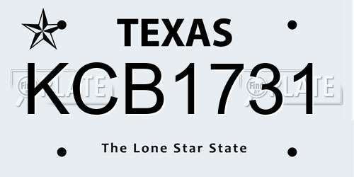 KCB1731 Texas License Plate