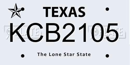 KCB2105 Texas License Plate