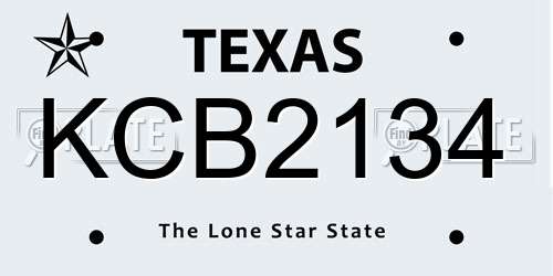 KCB2134 Texas License Plate