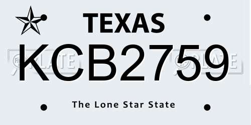 KCB2759 Texas License Plate