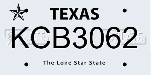 KCB3062 Texas License Plate