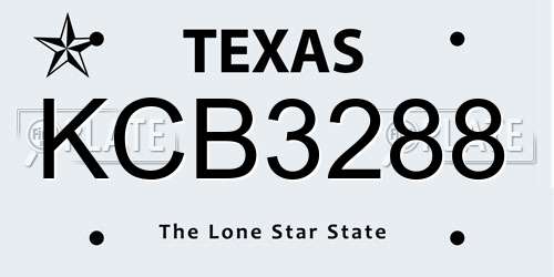 KCB3288 Texas License Plate
