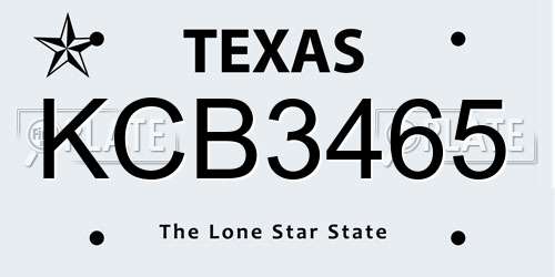 KCB3465 Texas License Plate