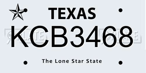 KCB3468 Texas License Plate