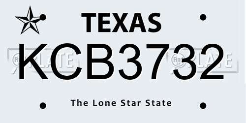 KCB3732 Texas License Plate