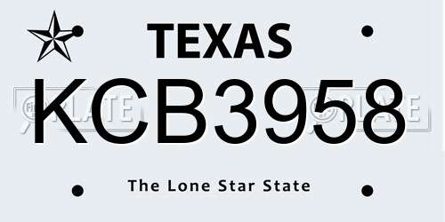 KCB3958 Texas License Plate