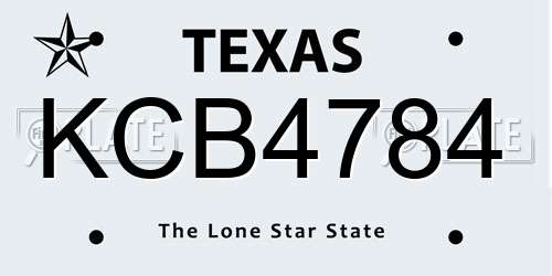 KCB4784 Texas License Plate