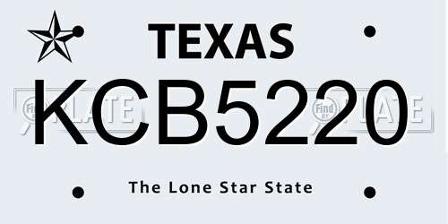 KCB5220 Texas License Plate
