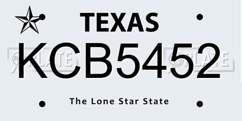 KCB5452 Texas License Plate