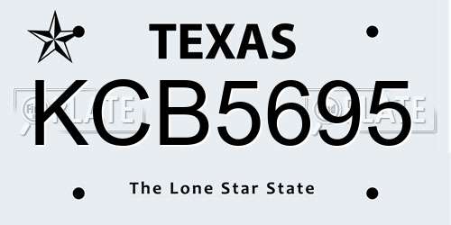 KCB5695 Texas License Plate