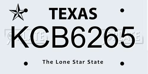KCB6265 Texas License Plate