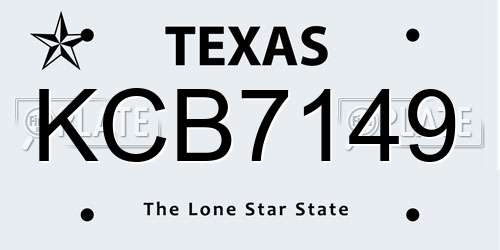 KCB7149 Texas License Plate