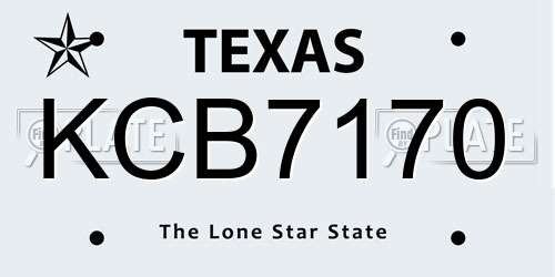 KCB7170 Texas License Plate