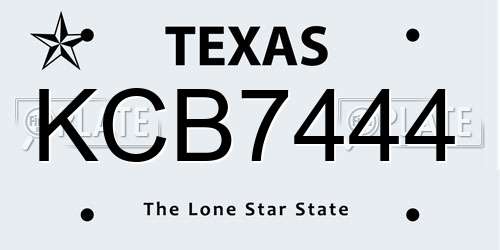 KCB7444 Texas License Plate
