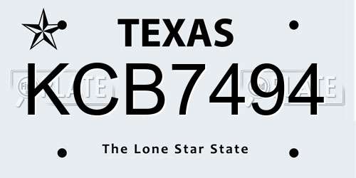 KCB7494 Texas License Plate