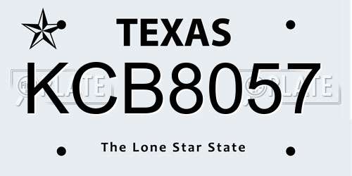 KCB8057 Texas License Plate