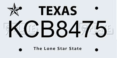 KCB8475 Texas License Plate