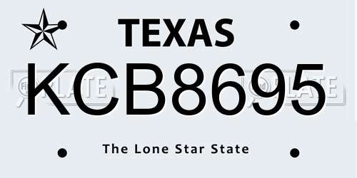 KCB8695 Texas License Plate