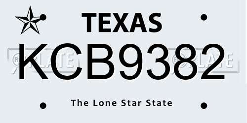 KCB9382 Texas License Plate