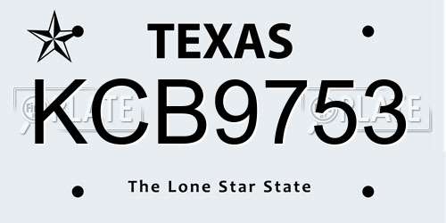 KCB9753 Texas License Plate