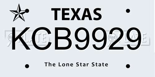 KCB9929 Texas License Plate