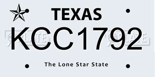 KCC1792 Texas License Plate