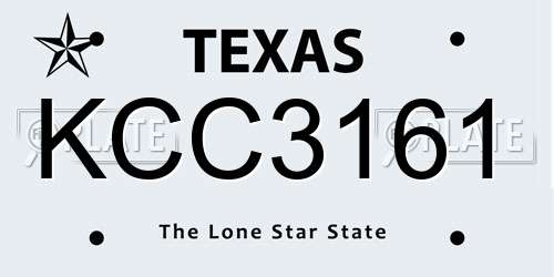 KCC3161 Texas License Plate