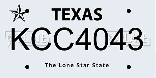 KCC4043 Texas License Plate