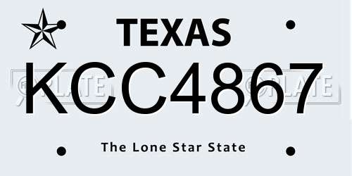 KCC4867 Texas License Plate