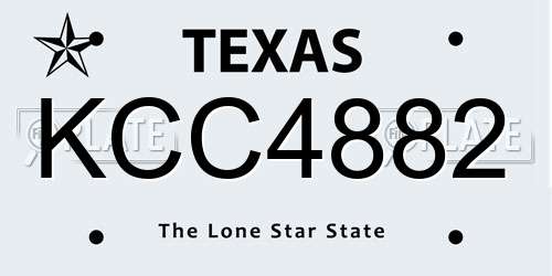 KCC4882 Texas License Plate
