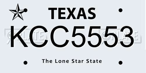 KCC5553 Texas License Plate