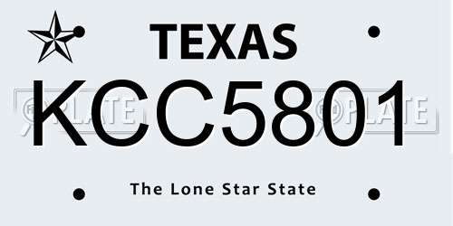 KCC5801 Texas License Plate