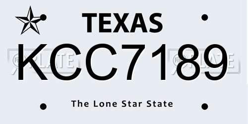 KCC7189 Texas License Plate