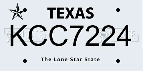 KCC7224 Texas License Plate